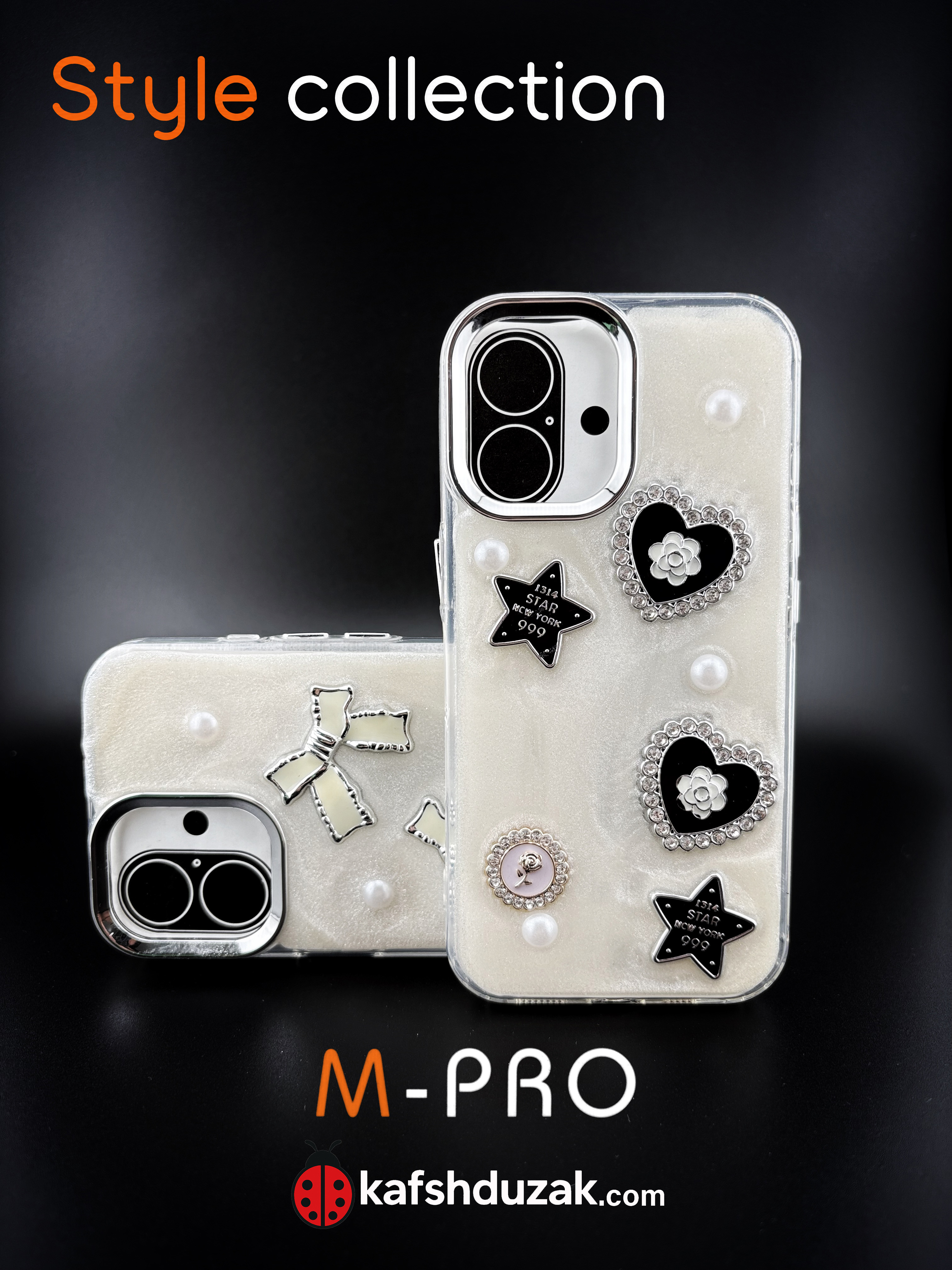 قاب گوشی آیفون 16 مدل M-PRO طرح نگین‌دار با محافظ دوربین