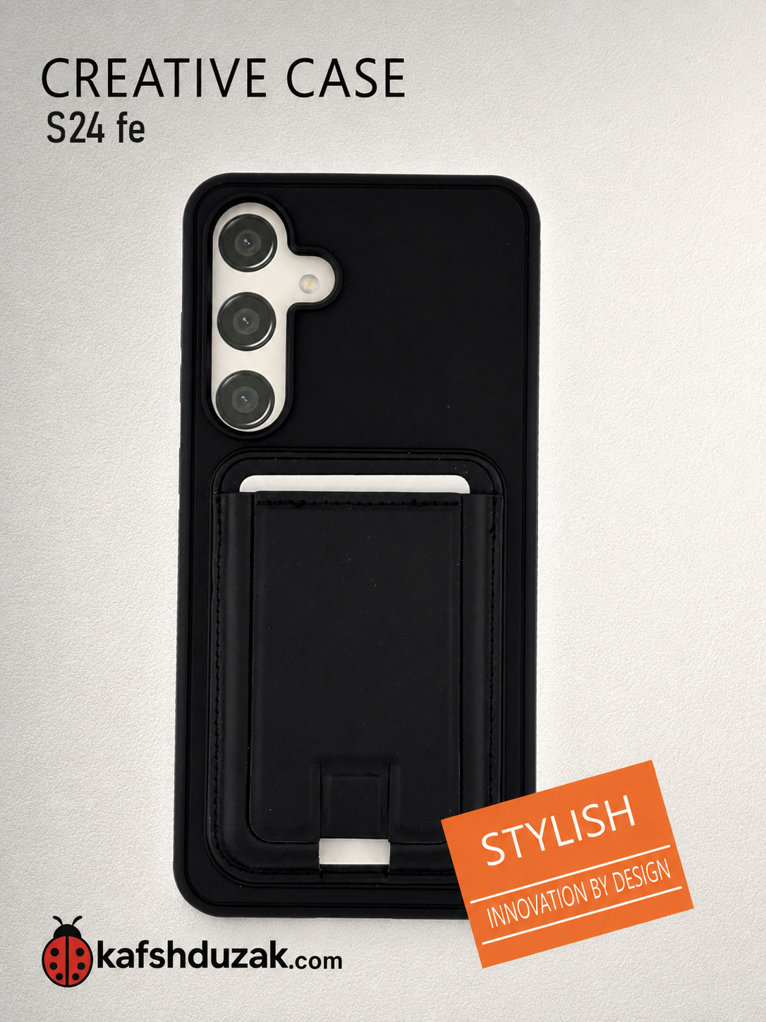 قاب چرمی مگنتی Creative Case سامسونگ S24 fe با جاکارتی و پایه نگهدارنده